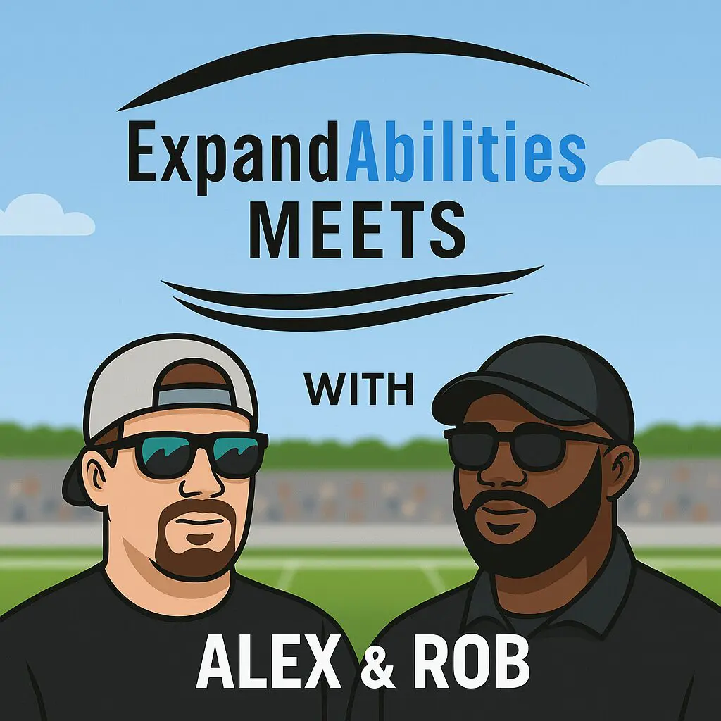 Cartoon men with sunglasses, "Expand Abilities.